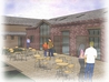 Proposed 3D design showing inner courtyard with seating areas